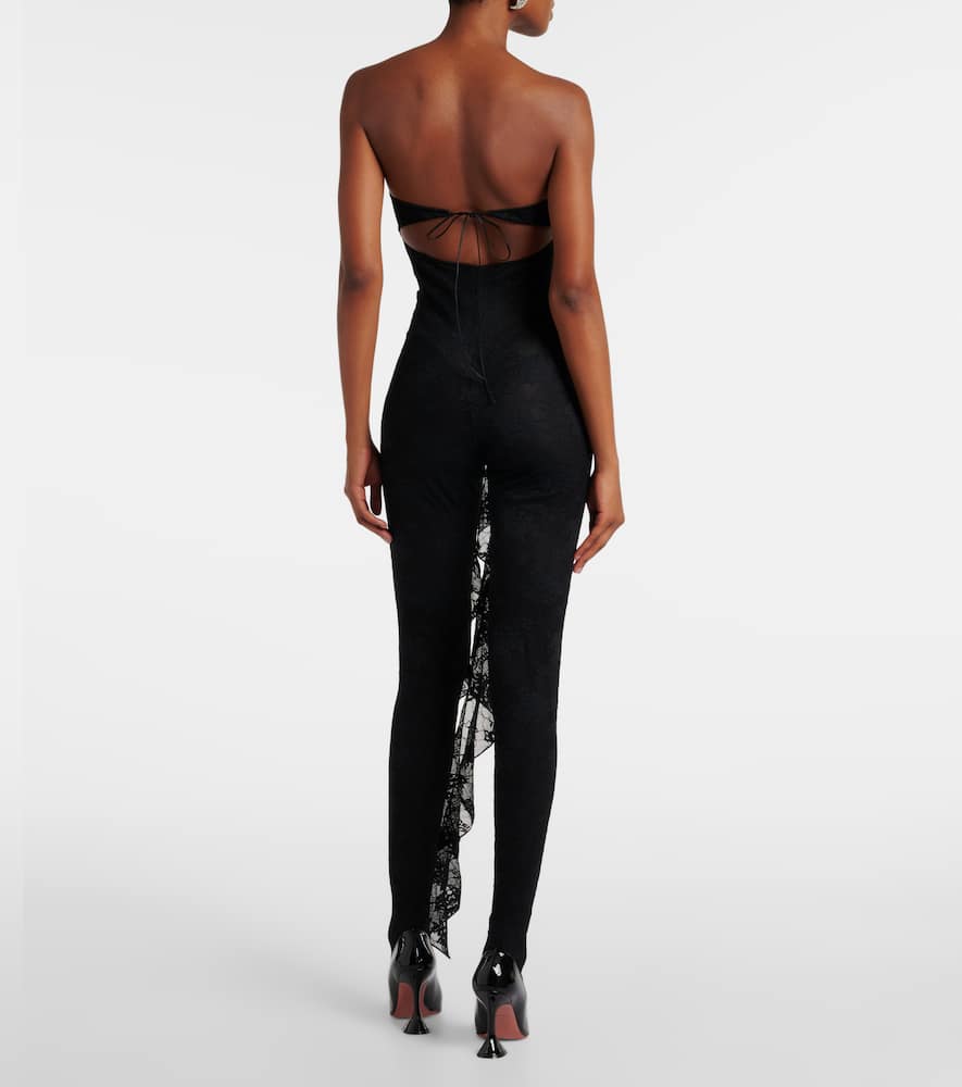 Oséree Ruffled cutout lace catsuit