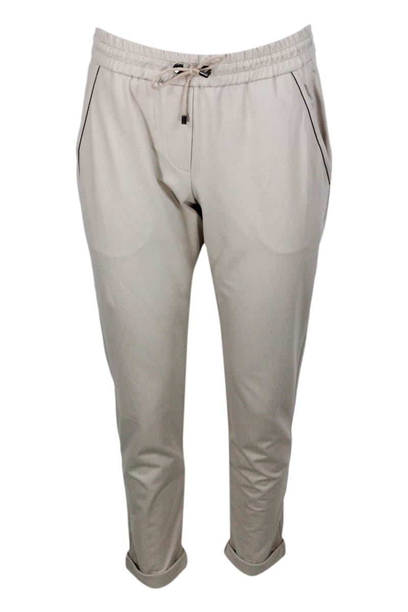 Drawstring-fastening track pants - Neutrals