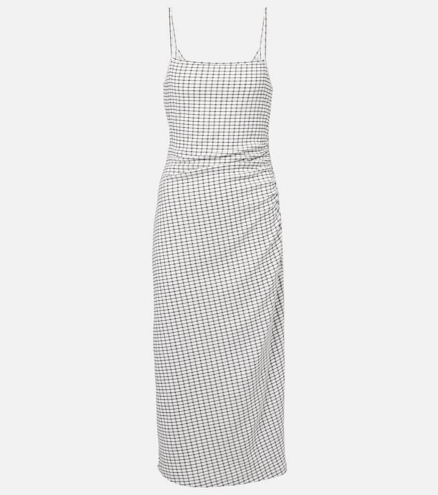 Checked ruched midi dress