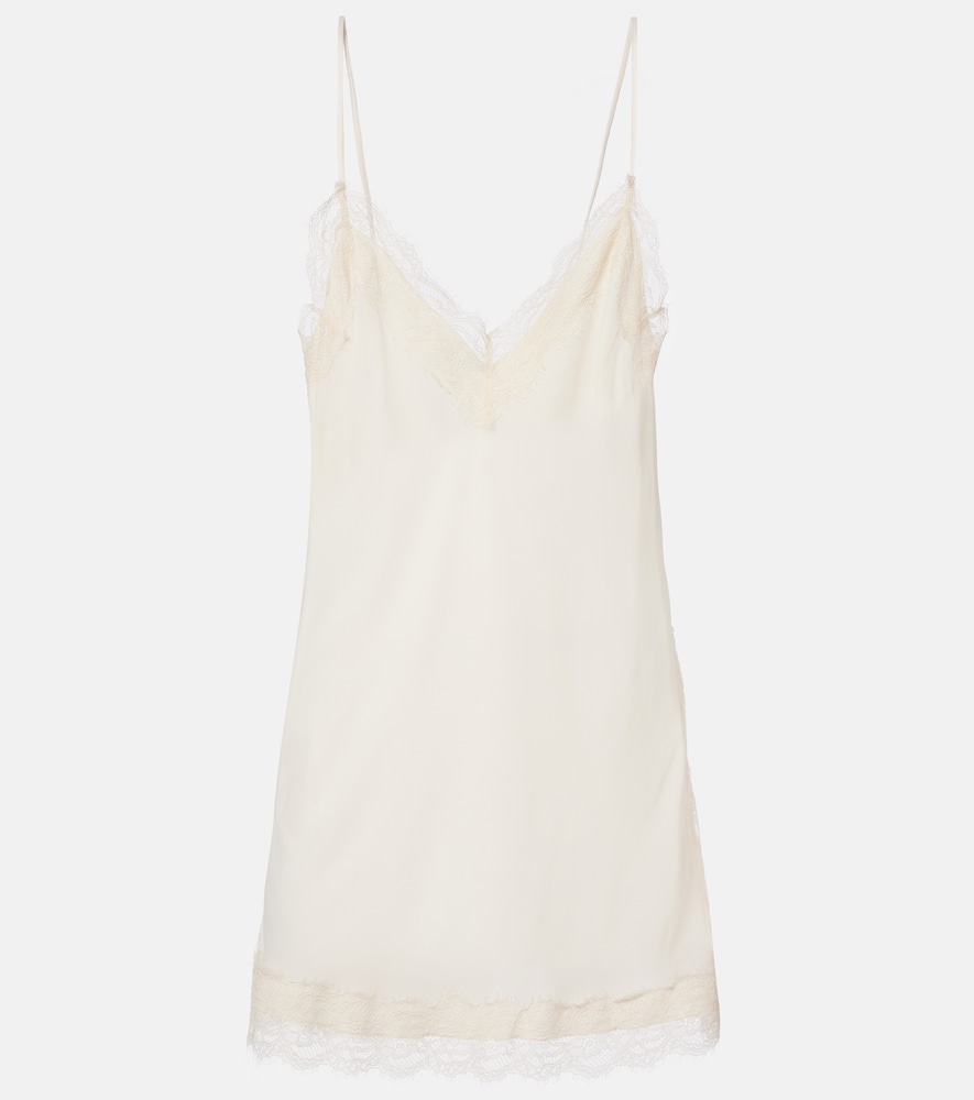 Róhe Lace-trimmed satin slip dress