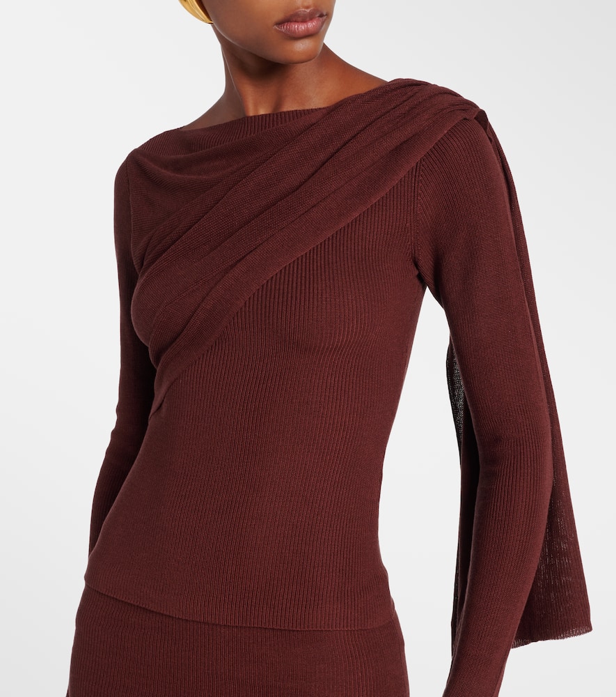 Draped silk-blend top