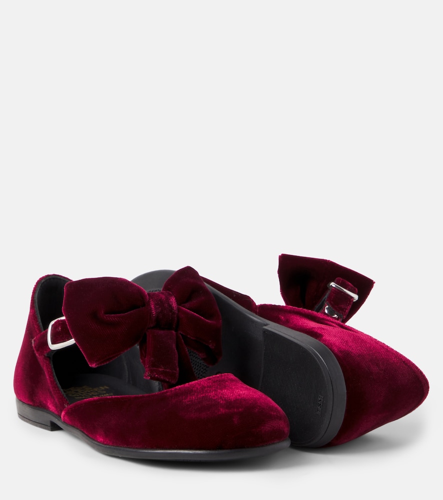 PèPè Bow-detail velvet ballet flats