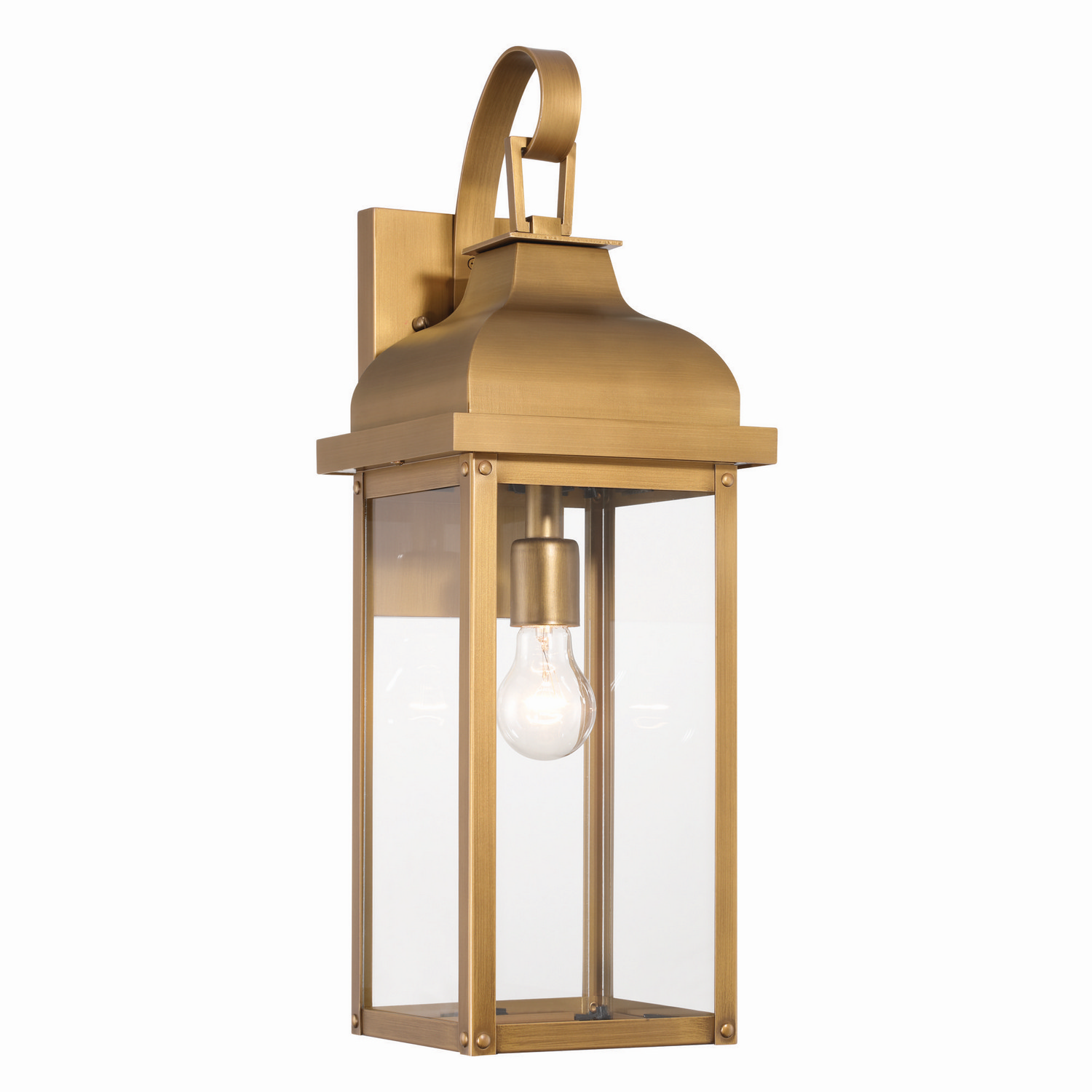 Weathered Brass Outdoor Wall Sconce from the Madrid Collection