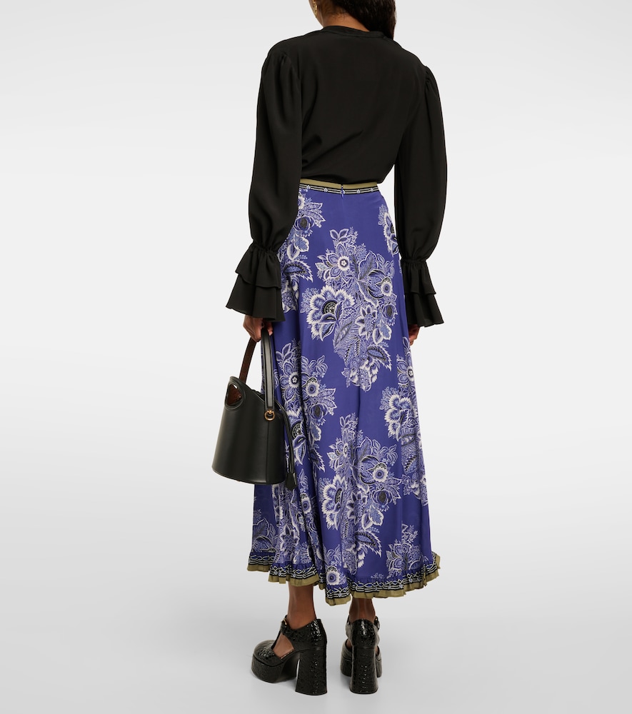 Floral silk maxi skirt