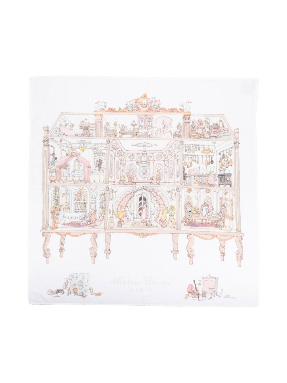 Patterned intarsia knit blanket - White