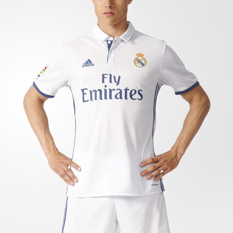 Real Madrid 16-17 Season Fan Edition Home Alphabet Logo Stripe Sports Soccer/Football Short Sleeve Jersey White