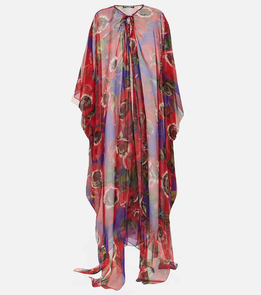 Anemone silk chiffon kaftan
