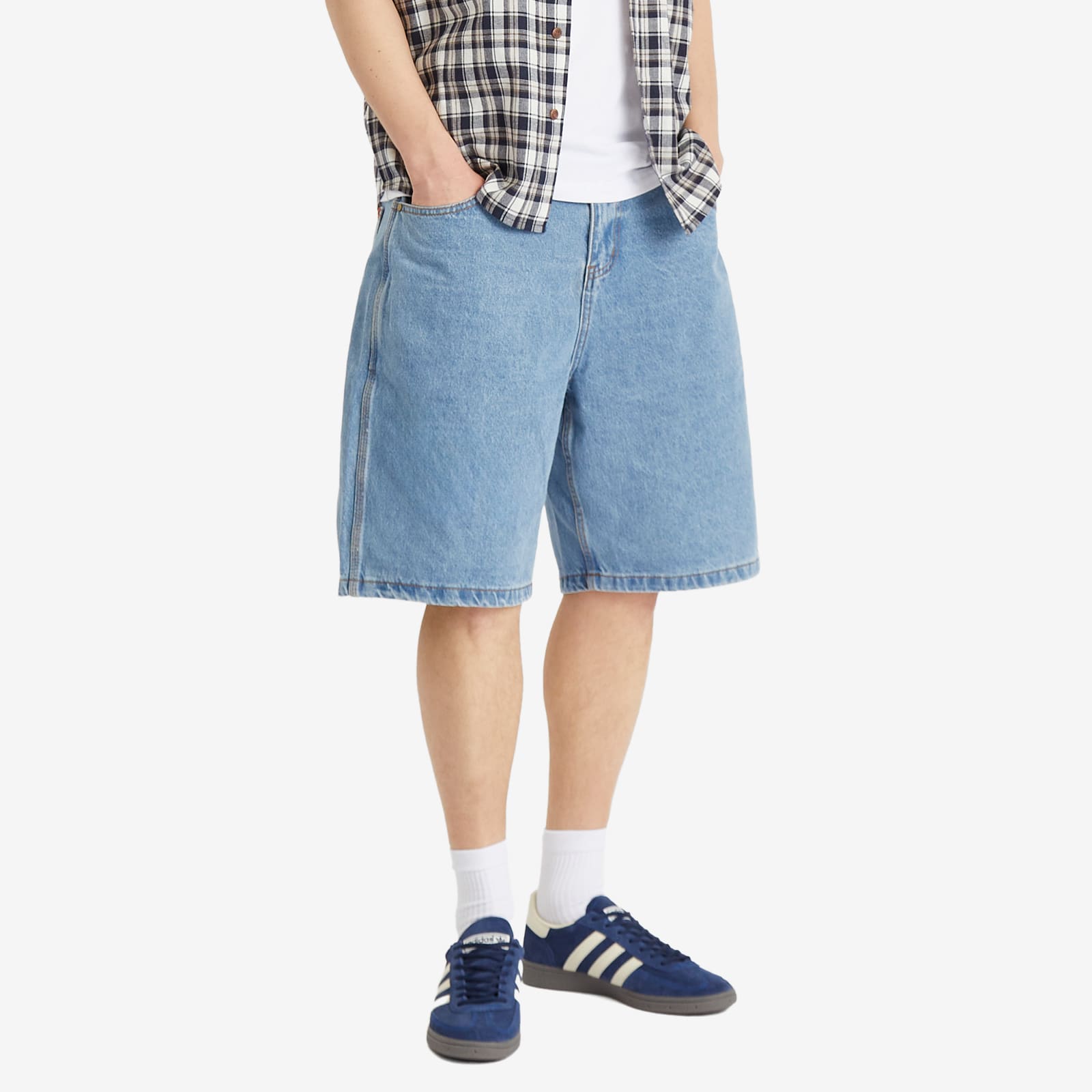 Butter Goods Men's Baggy Denim Shorts in Washed Indigo