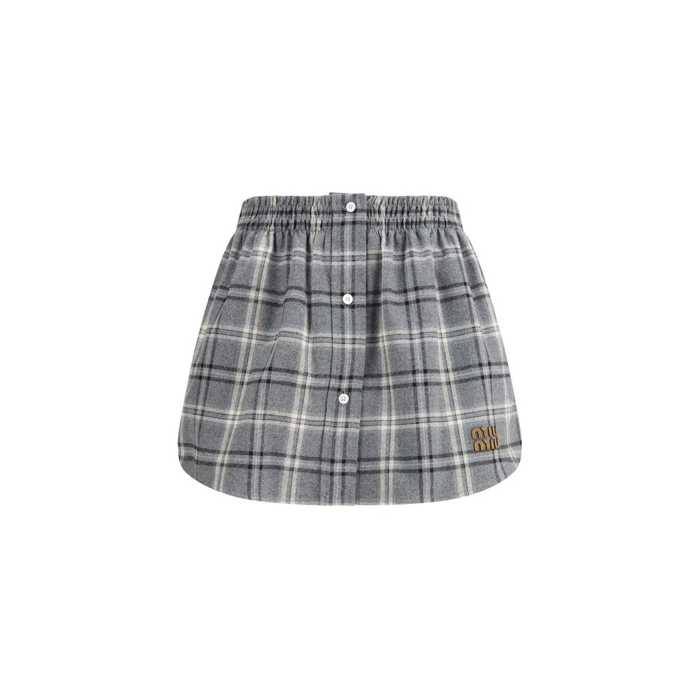 Check Flannel Skirt — Gray