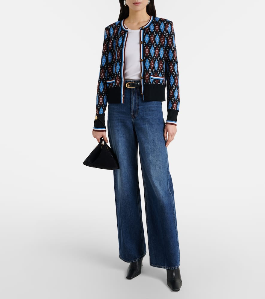 Sylvane argyle wool and cotton cardigan