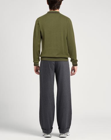 Man Sweater Military green Size L Cotton, Wool