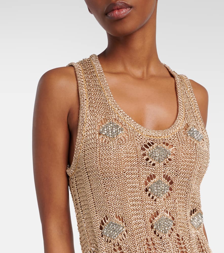 Crochet embellished midi dress