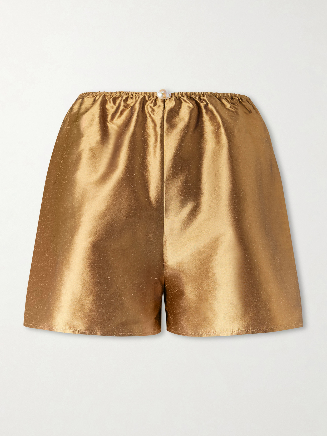 Playa Pearl-embellished Silk-shantung Shorts