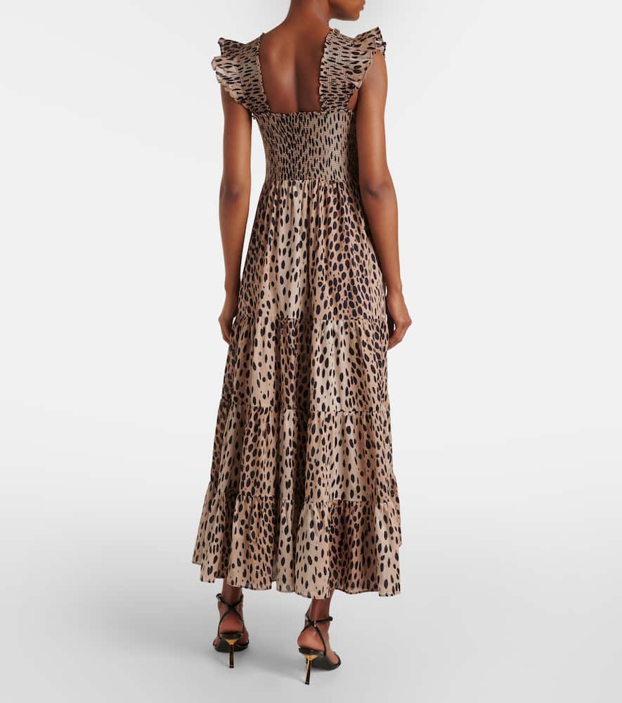 Rixo Tiered leopard-print cotton maxi dress