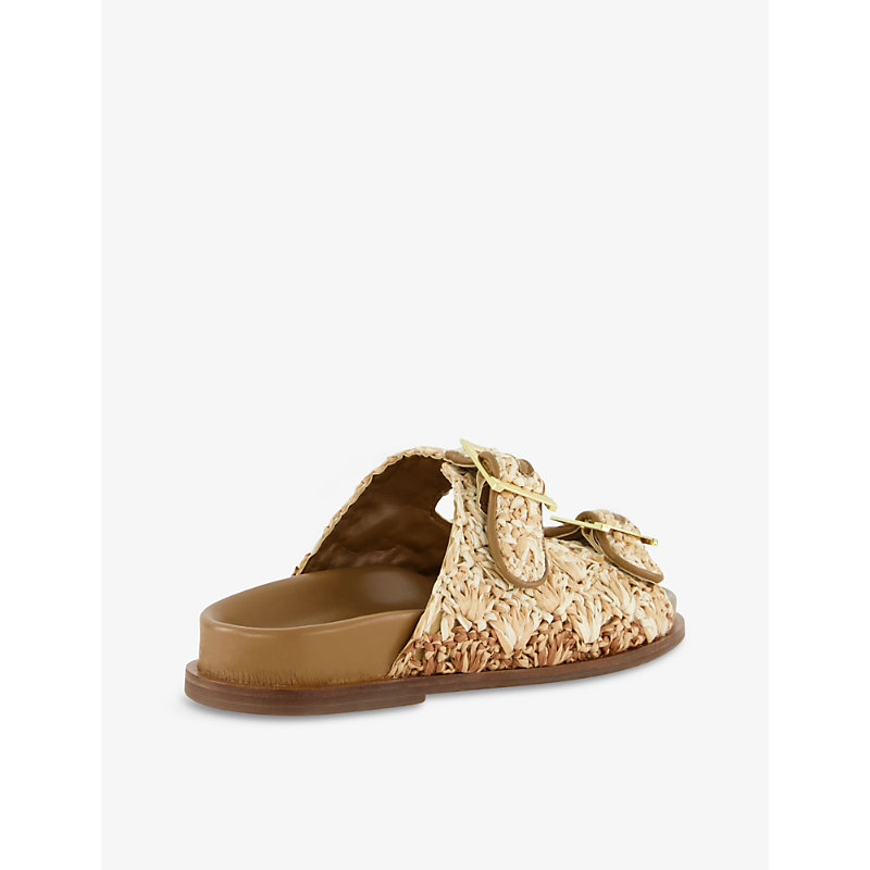 Womens Natural-raffia Lolitas Buckle-fastening Flat-sole Raffia Sandals