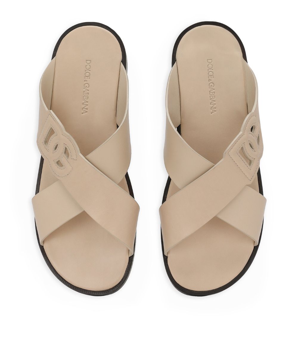 Leather Logo Cross-Over Sandals