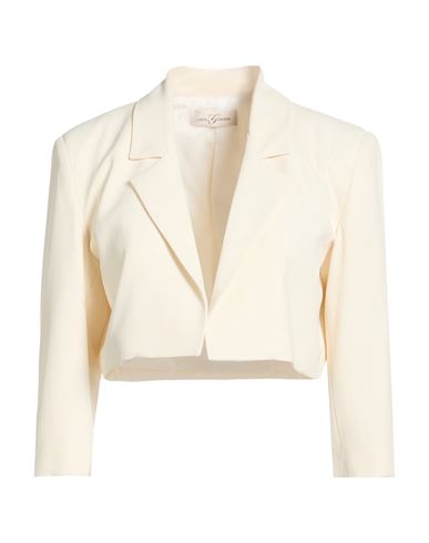 Woman Blazer Cream Size 6 Polyester, Elastane