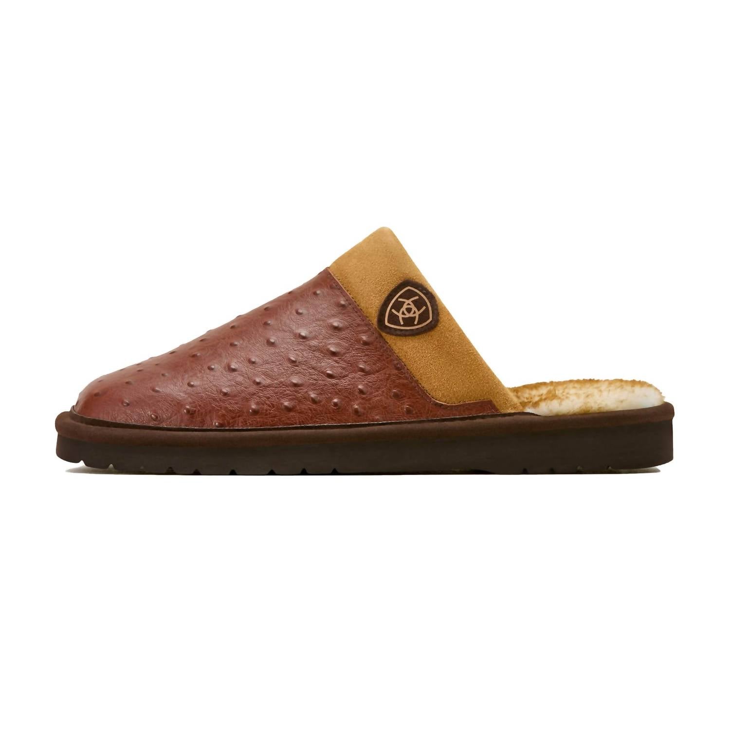 Men's Silversmith Exotic Ostrich Print Slipper In Cognac
