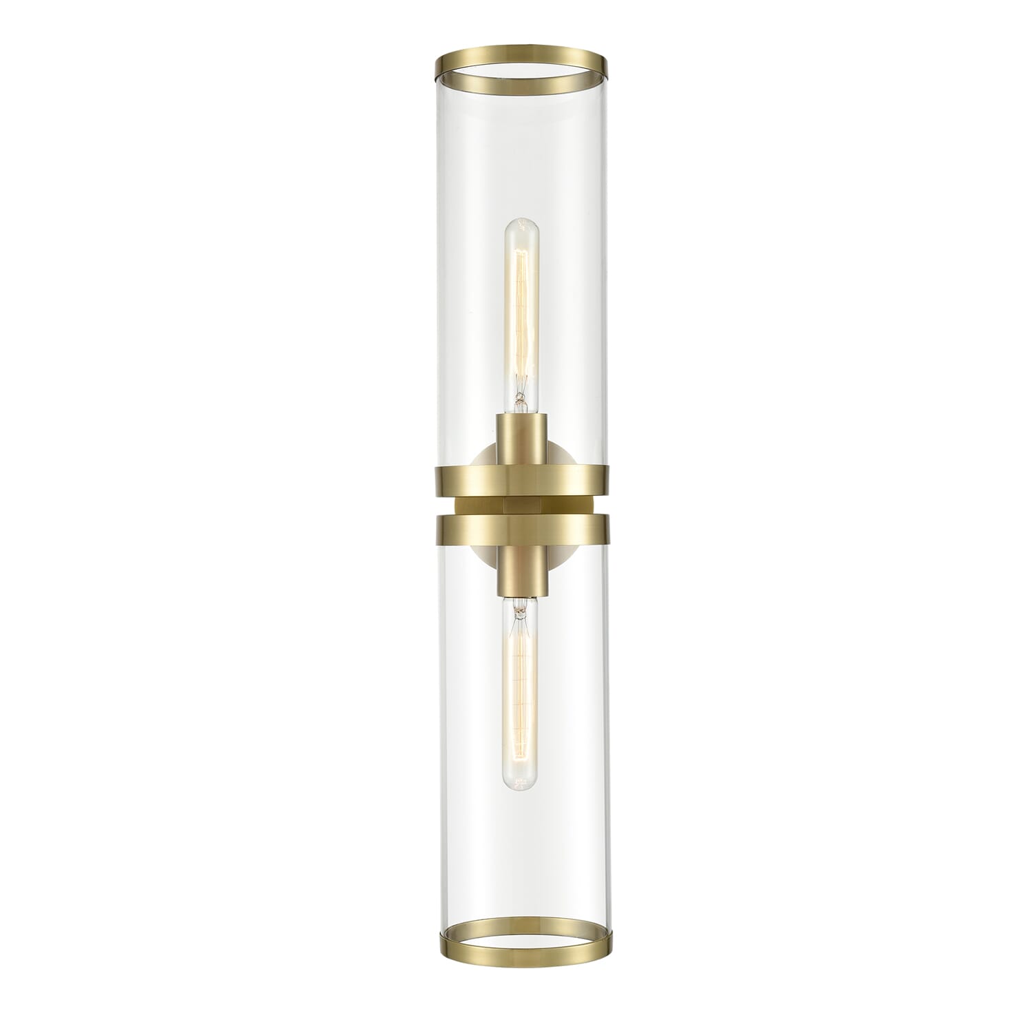 Alora Revolve 2-Light Bathroom Vanity Light tural Brass And Clear Glass - WV311602NBCG