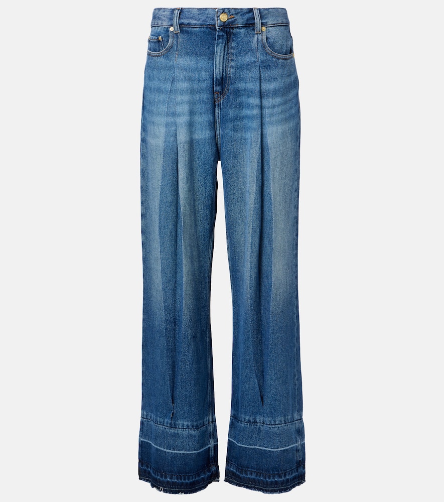 Pleated wide-leg jeans