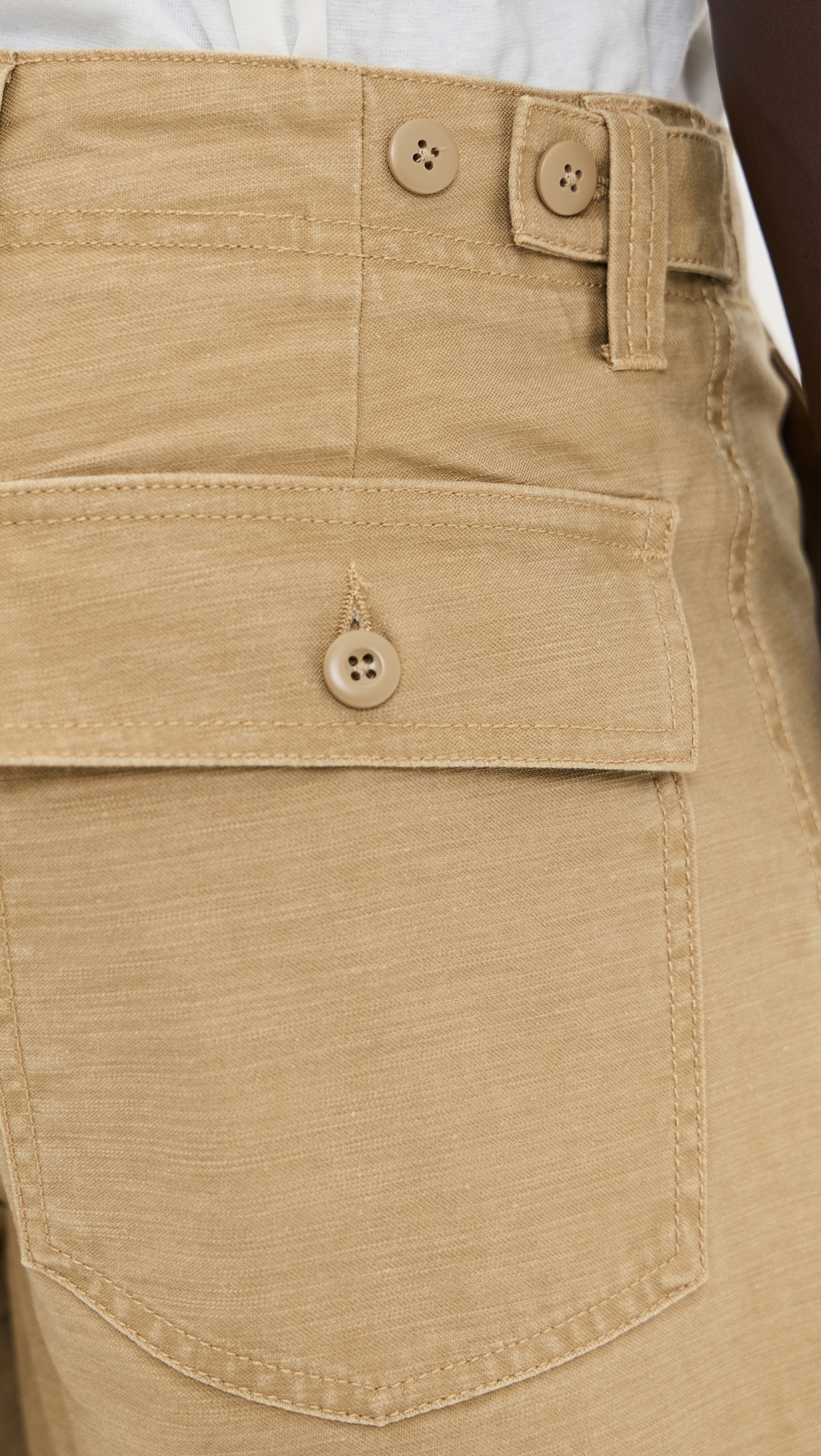 Taylor Stitch Surplus Shorts Khaki Reverse Sateen