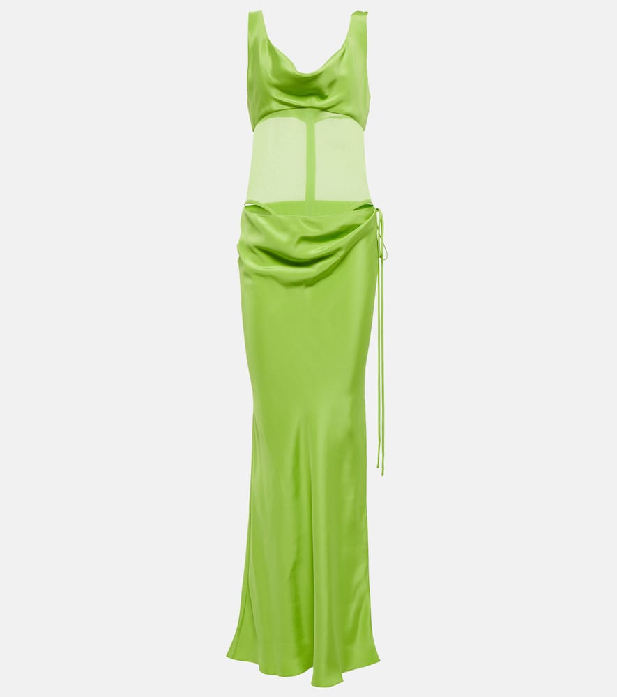 Christopher Esber Sheer-detail silk satin gown