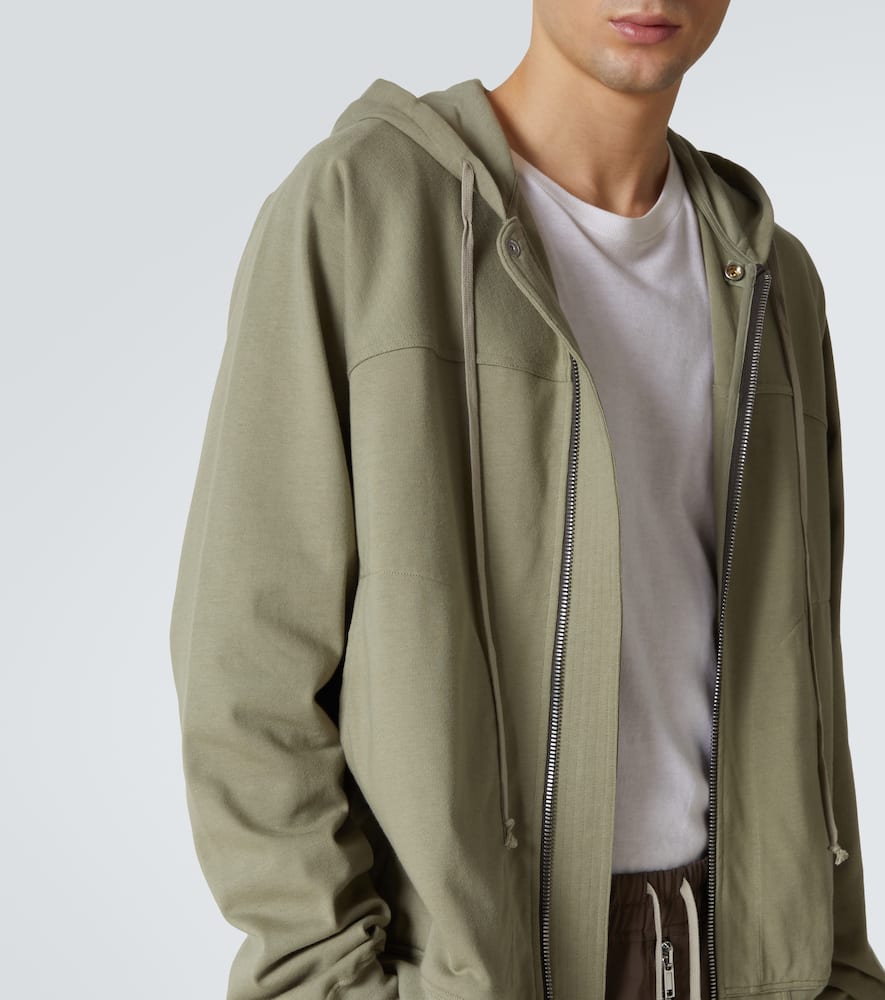 Zip-up cotton jersey hoodie