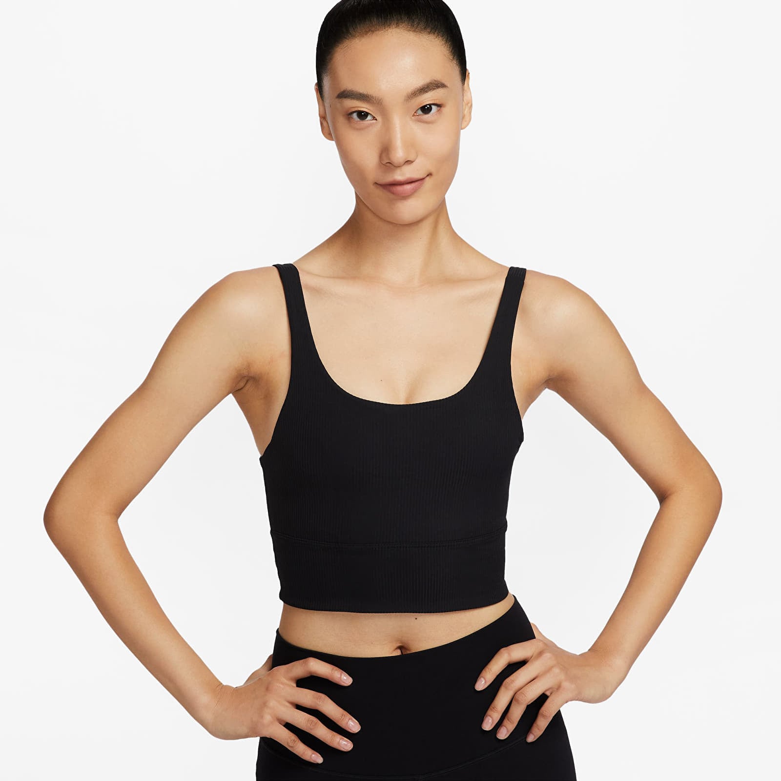 Nike Women's Zenvy Wide Rib Bra in Black/Black/Pcg3C