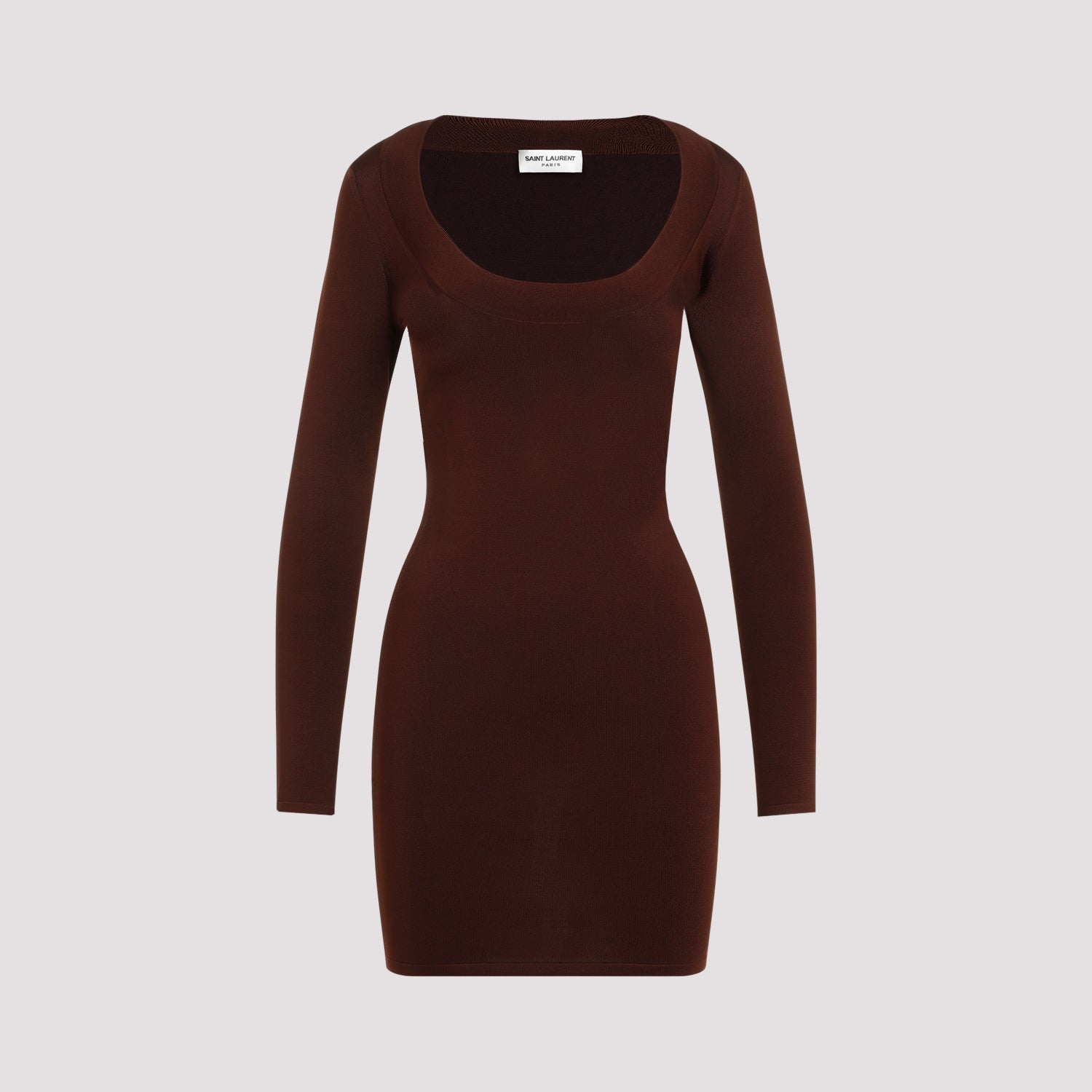 Décolleté Long-Sleeved Knitted Dress