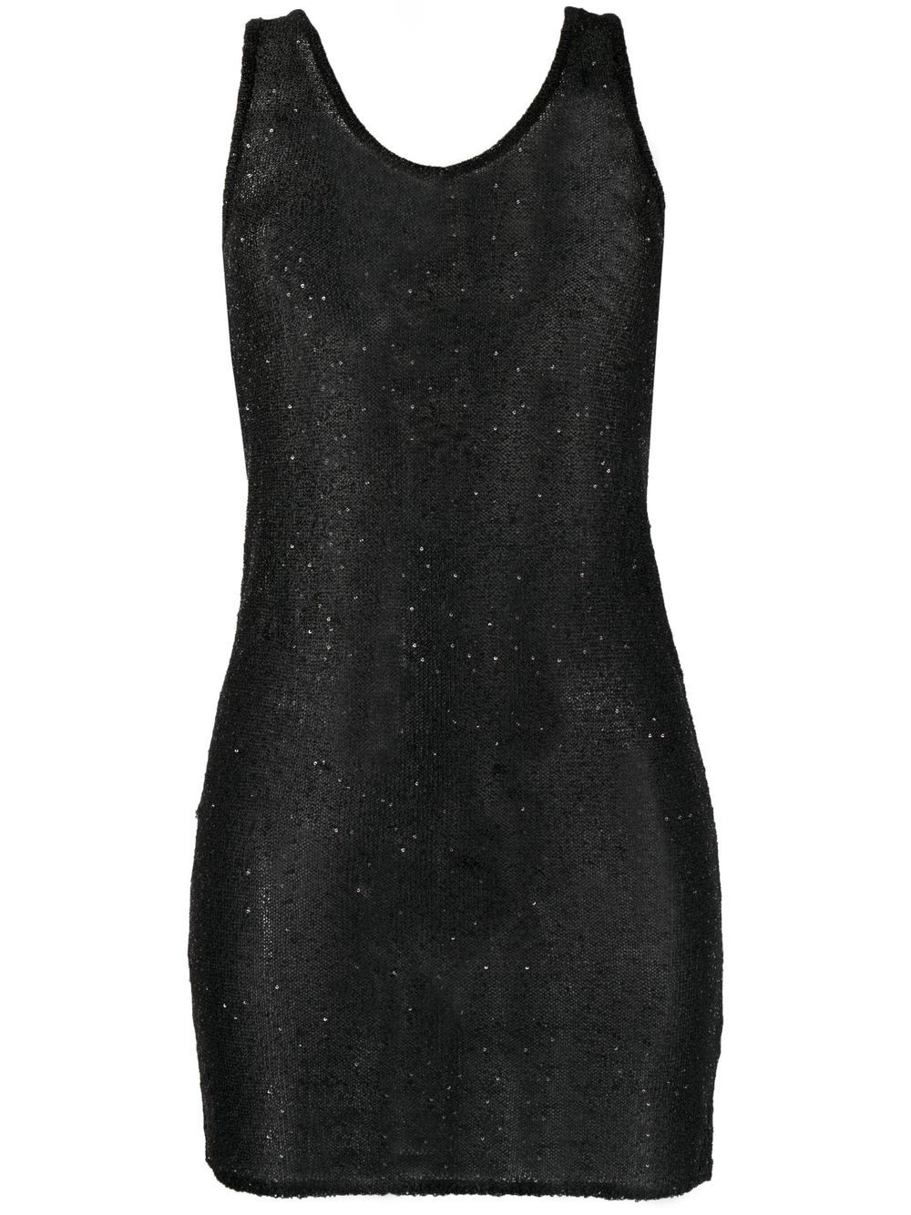 Sequin-detail transparent-effect top - Black