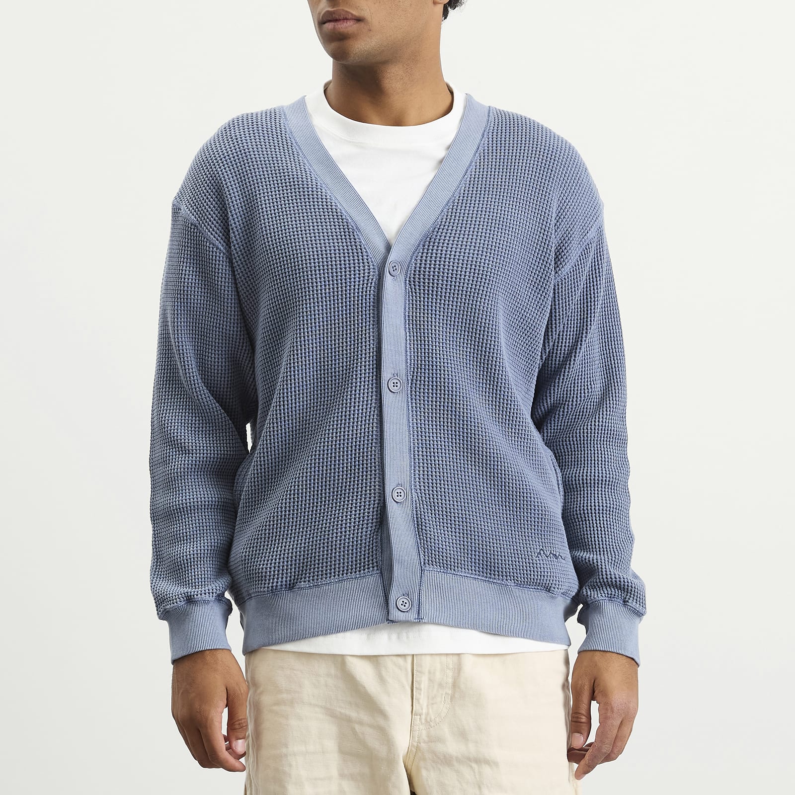 Men's Heavy Snug Thermal Cardigan Blue Grey