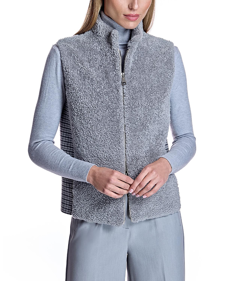 Mixed-Media Shearling Vest
