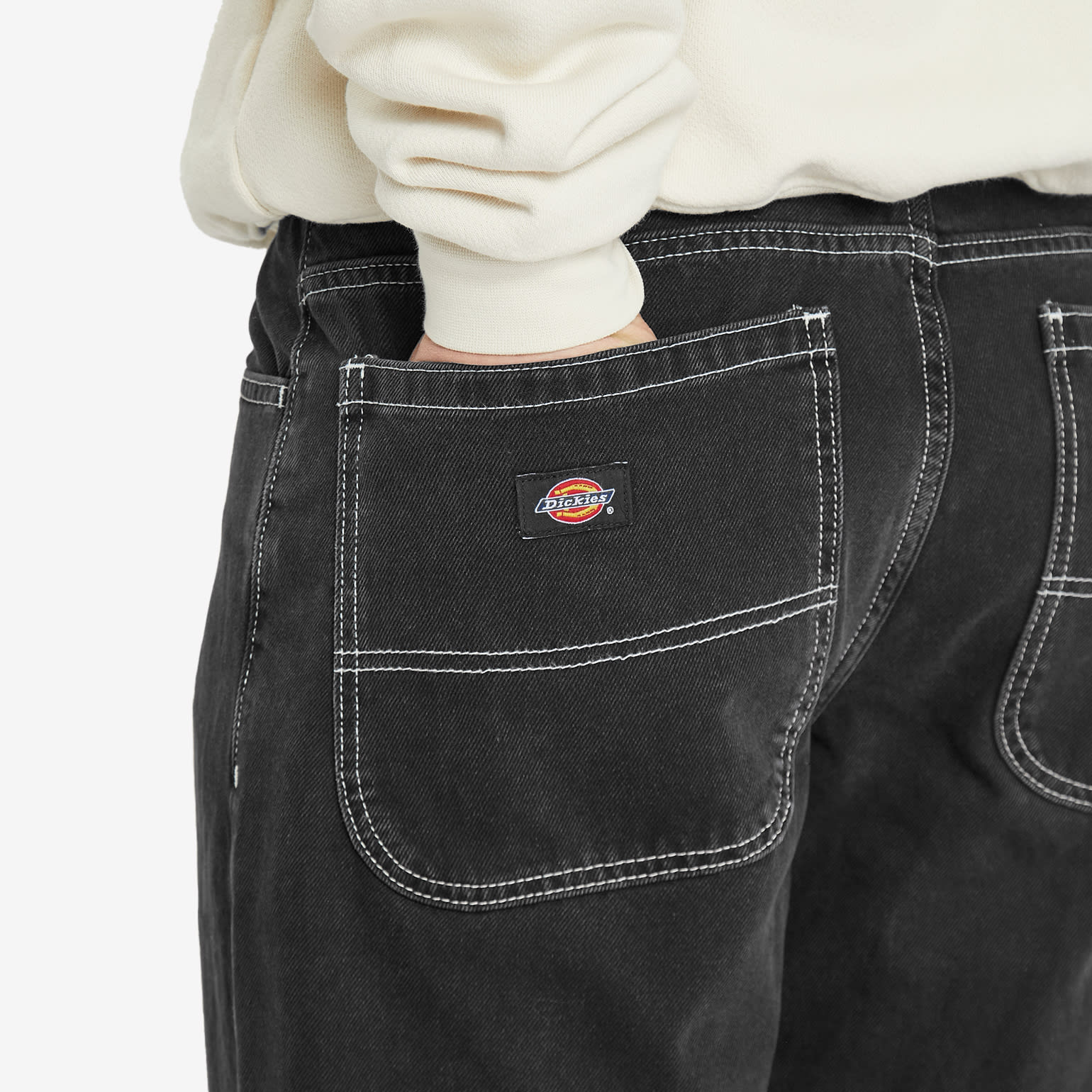 Men's Denim Double Knee Pants in Black Wash