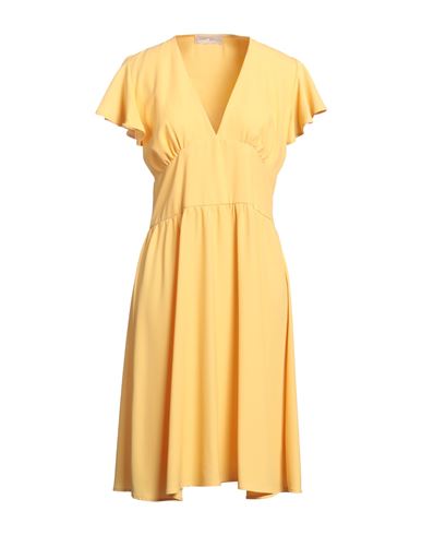 Woman Midi dress Yellow Size 12 Polyester, Elastane