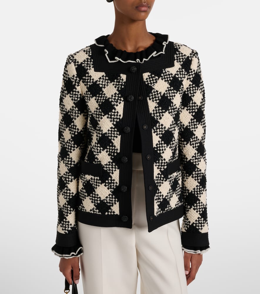 Checked ruffled tweed jacket