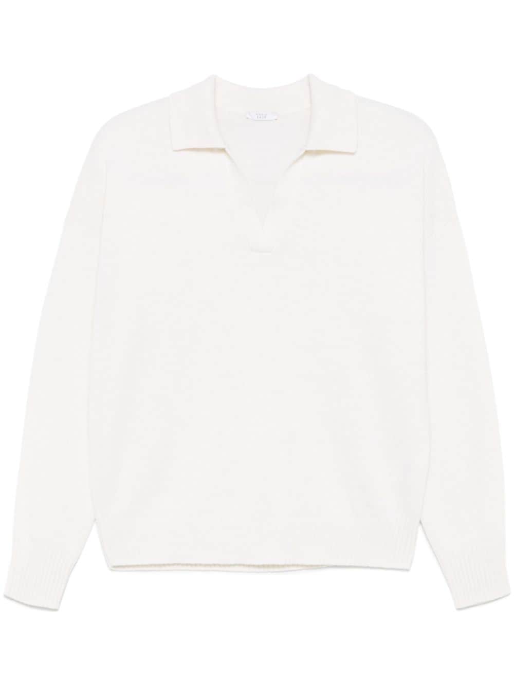 Long-sleeve polo top - Neutrals