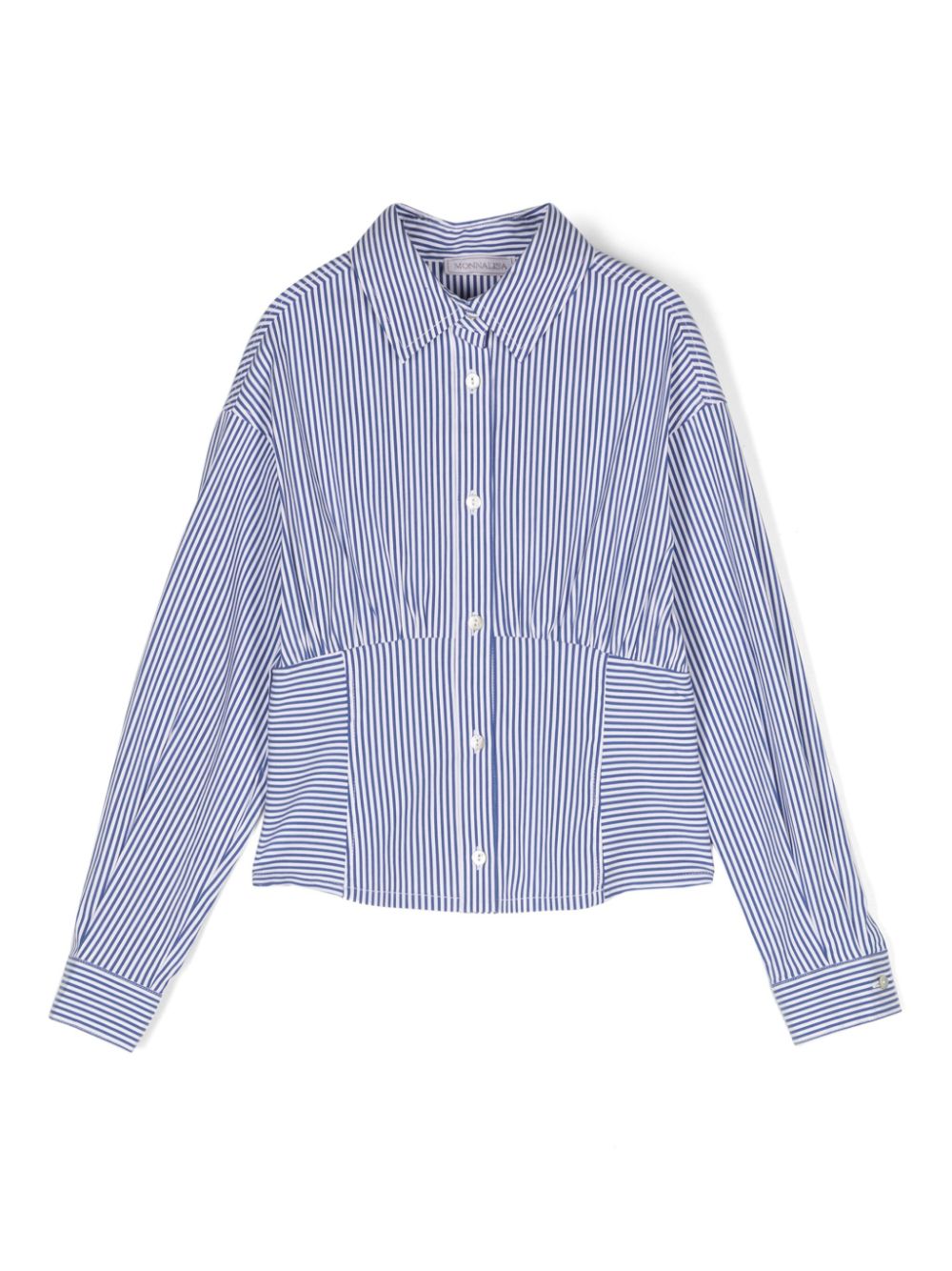Logo-plaque striped shirt - White