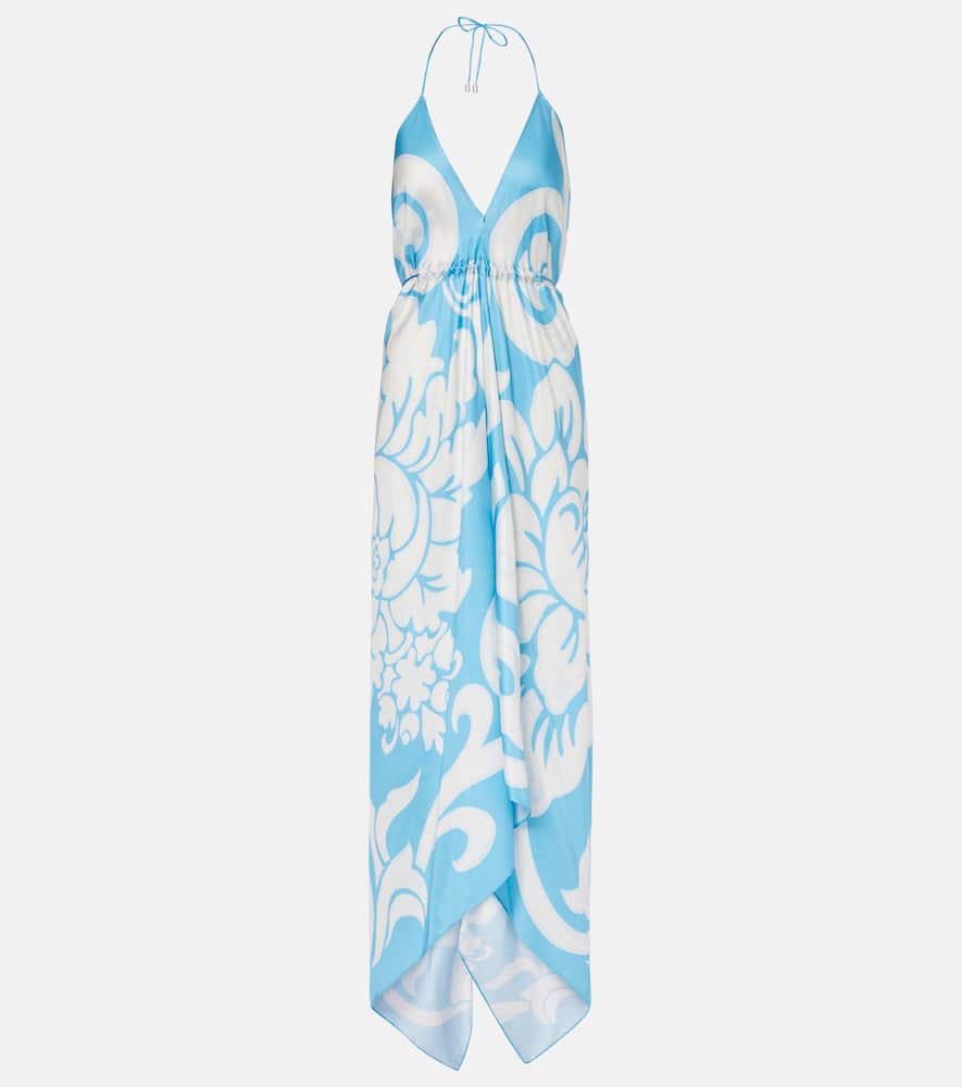 Printed silk midi dress