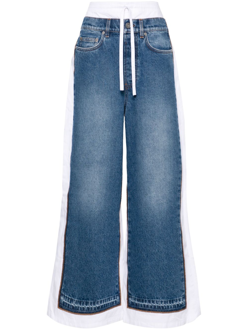 Trompe L'oeil denim-panels trousers - Blue