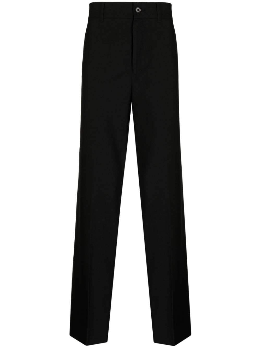 Lambs wool straight-leg trousers - Black