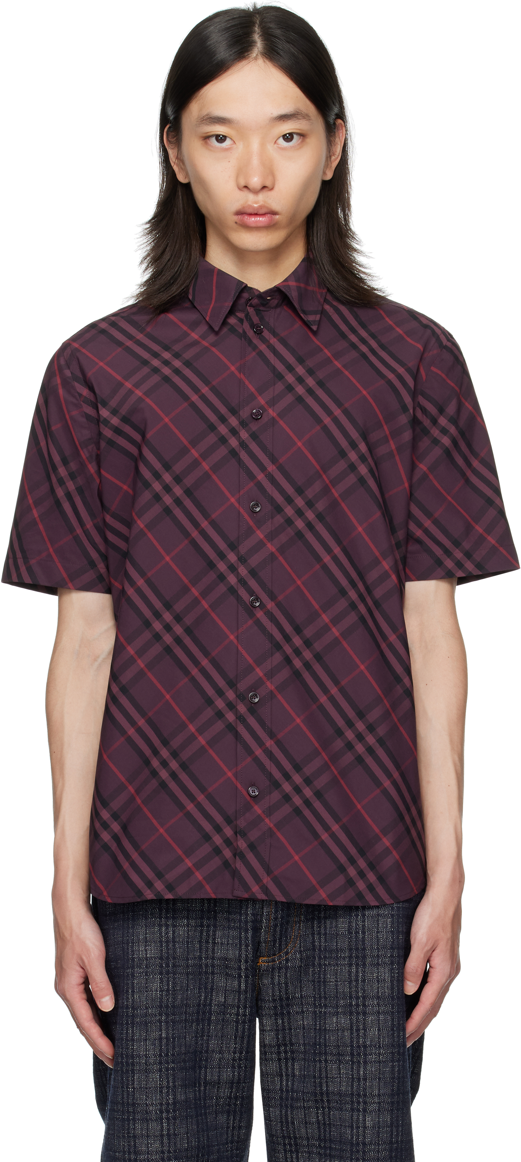 Purple Robert Check Short Sleeve Shirt