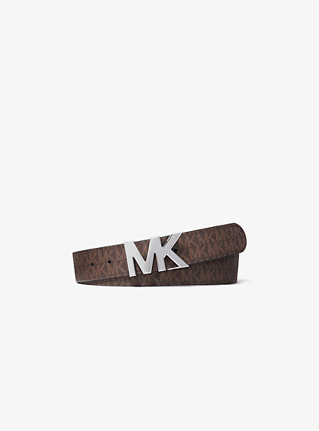 Logo-print leather belt - Brown