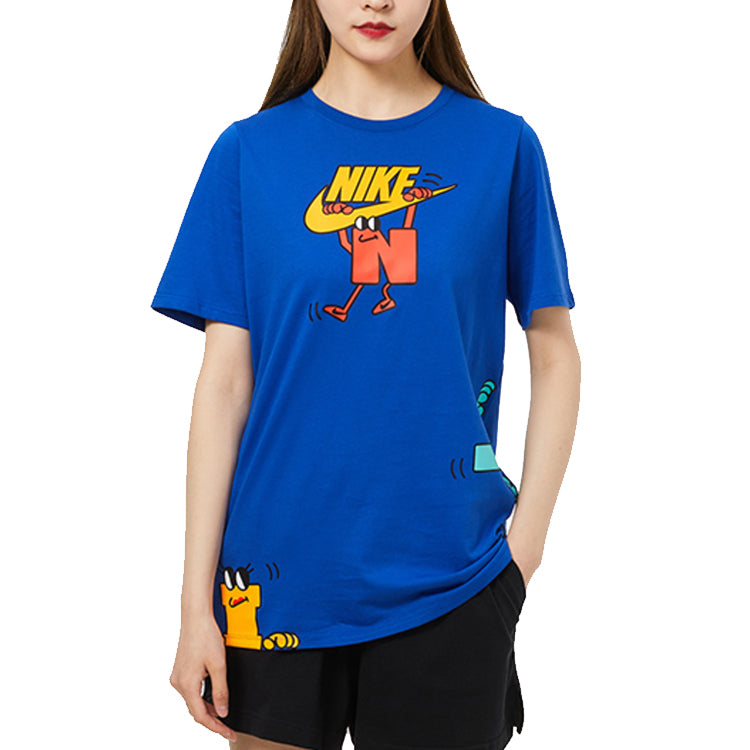 (GS) Cartoon Short Sleeve Round Neck Athleisure Casual Sports Boy Blue