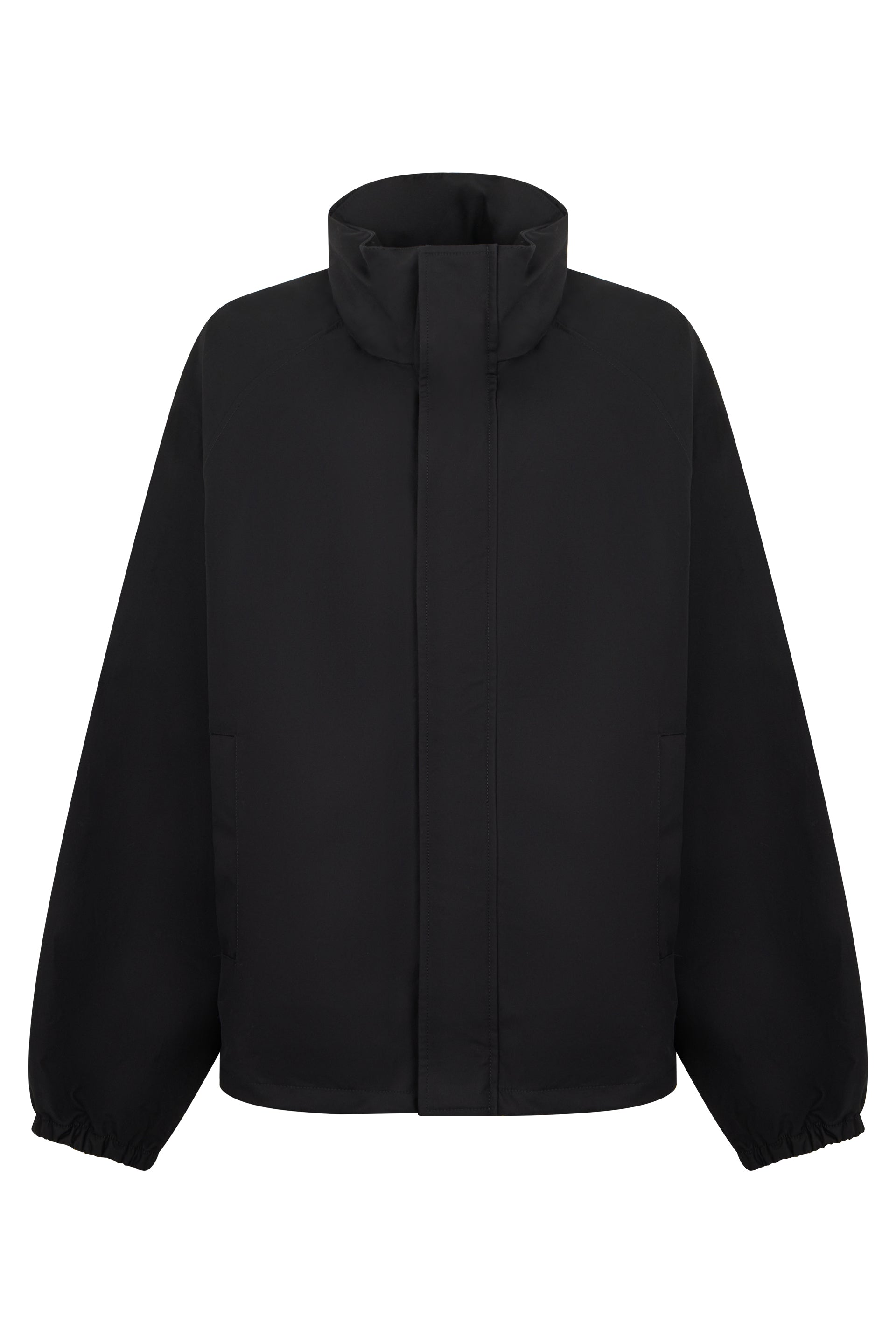 Men's Minimalist Cotton Raincoat with High Collar and Wide Sleeves