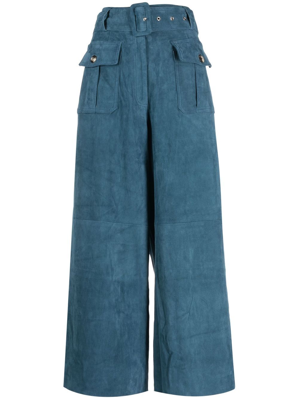 Wide-leg suede trousers - Neutrals