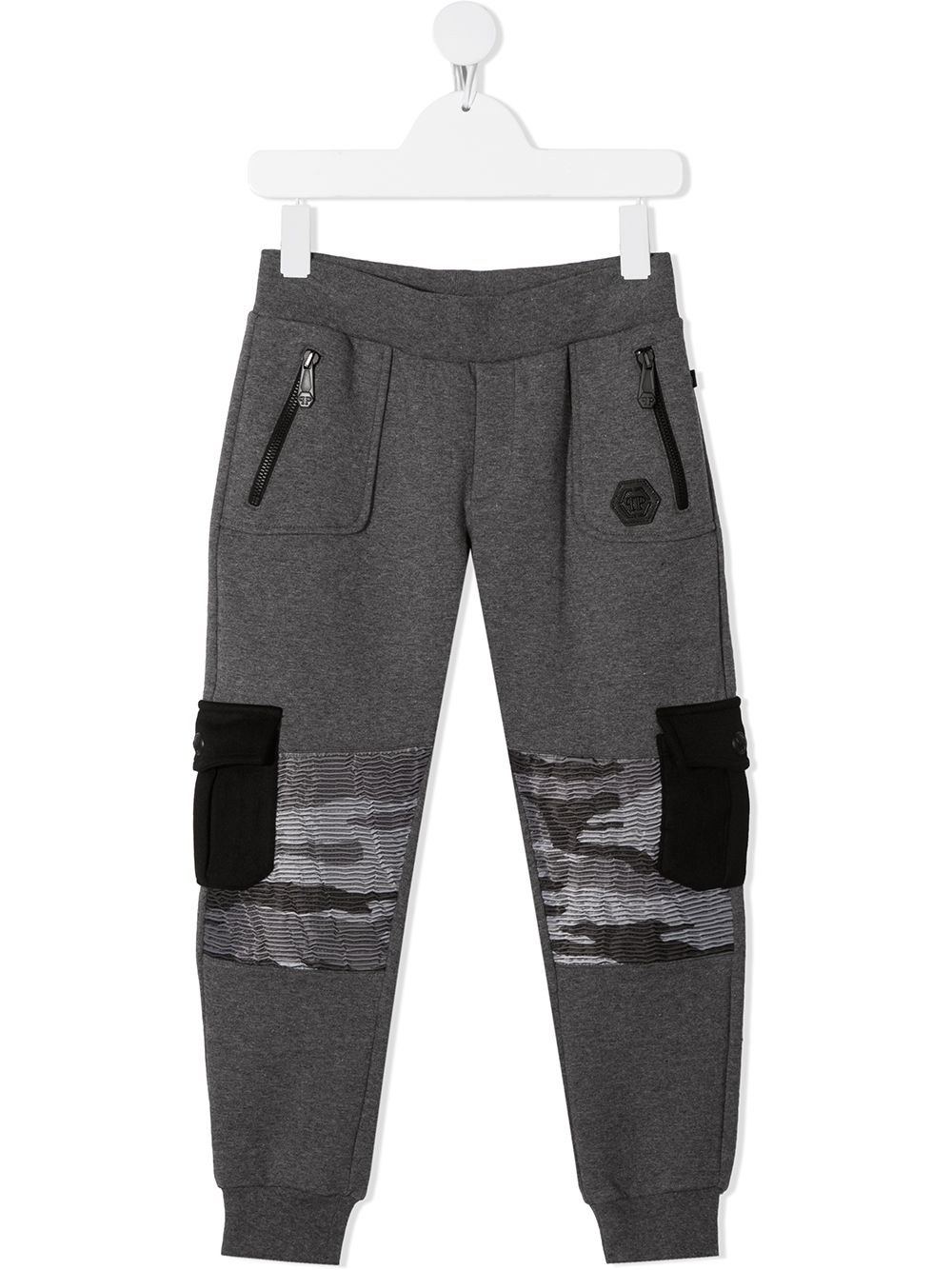 Camouflage-patchwork track pants - Grey