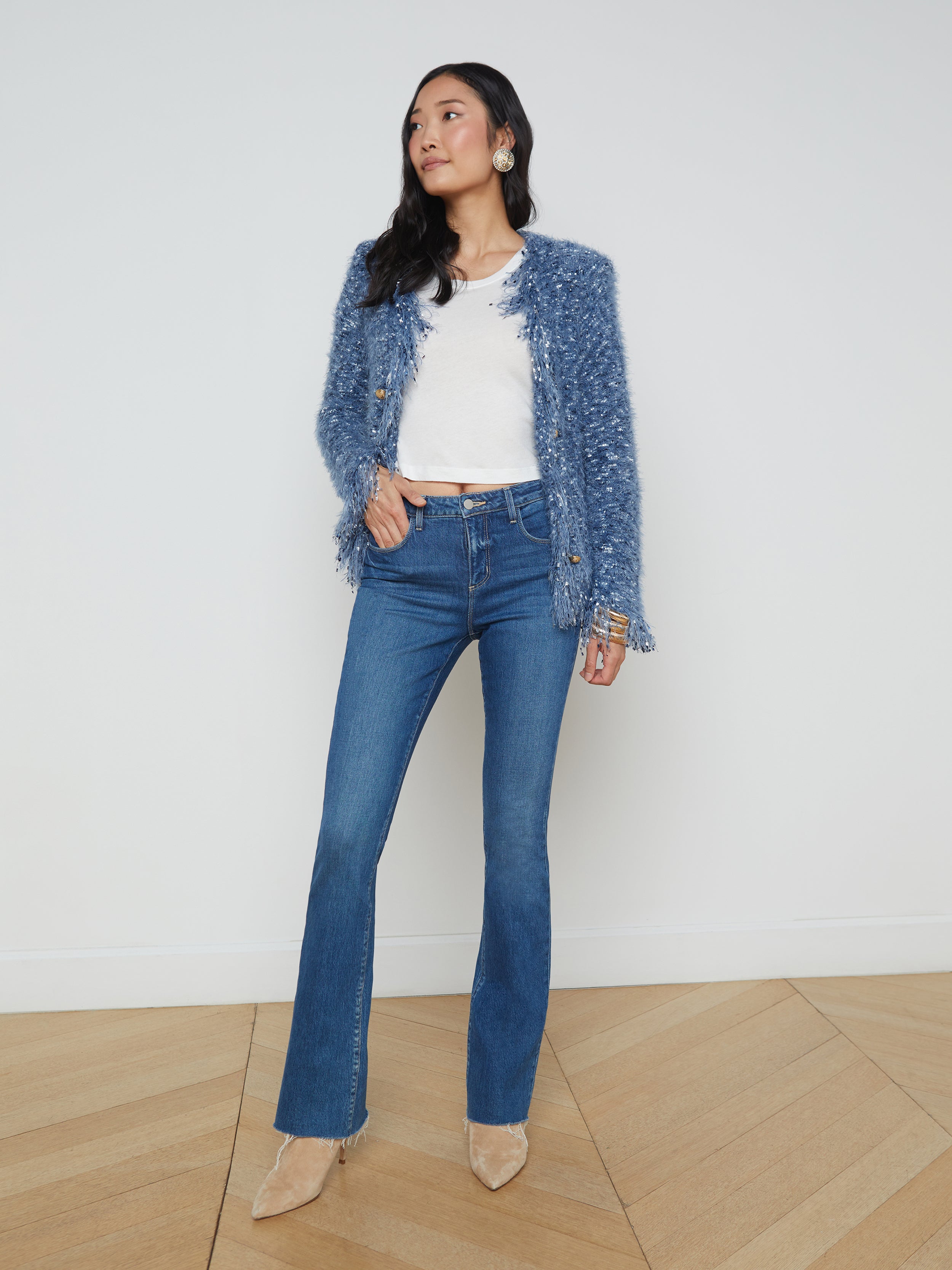 Azure Cardigan Blazer In Blue