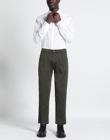 Man Pants Military green Size 34 Cotton, Elastane