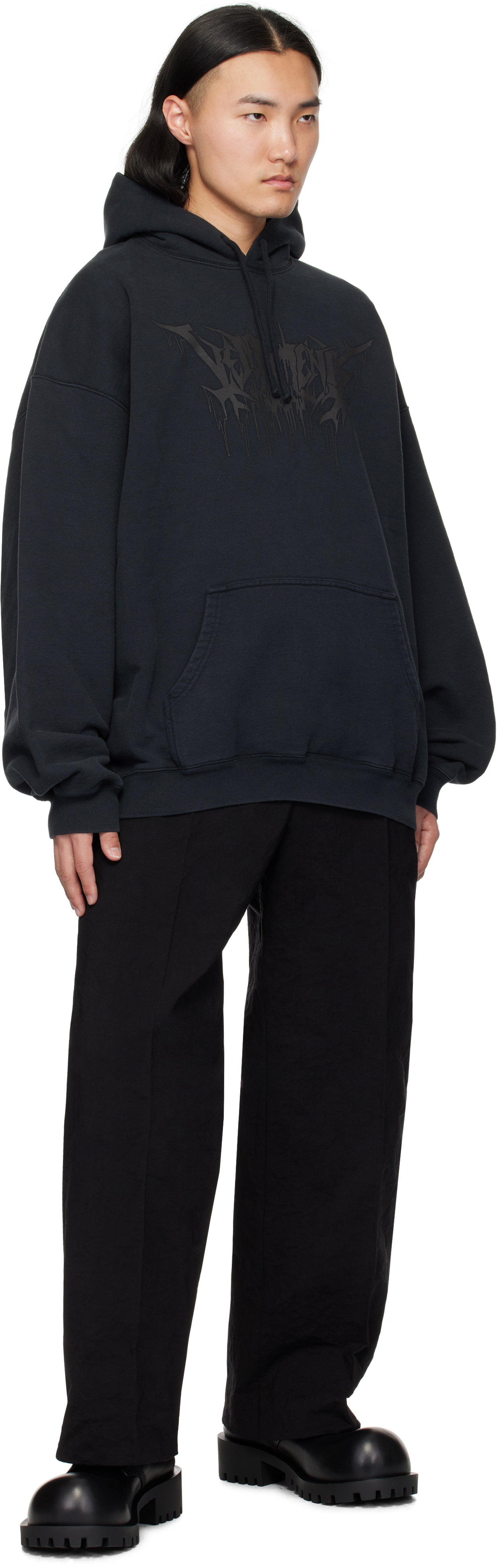 VETEMENTS Black Drip Metal Oversized Hoodie