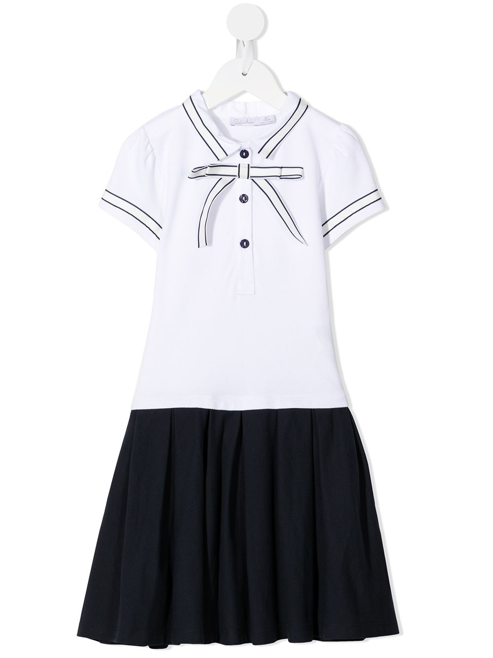 Bow-detail polo-collar dress - White